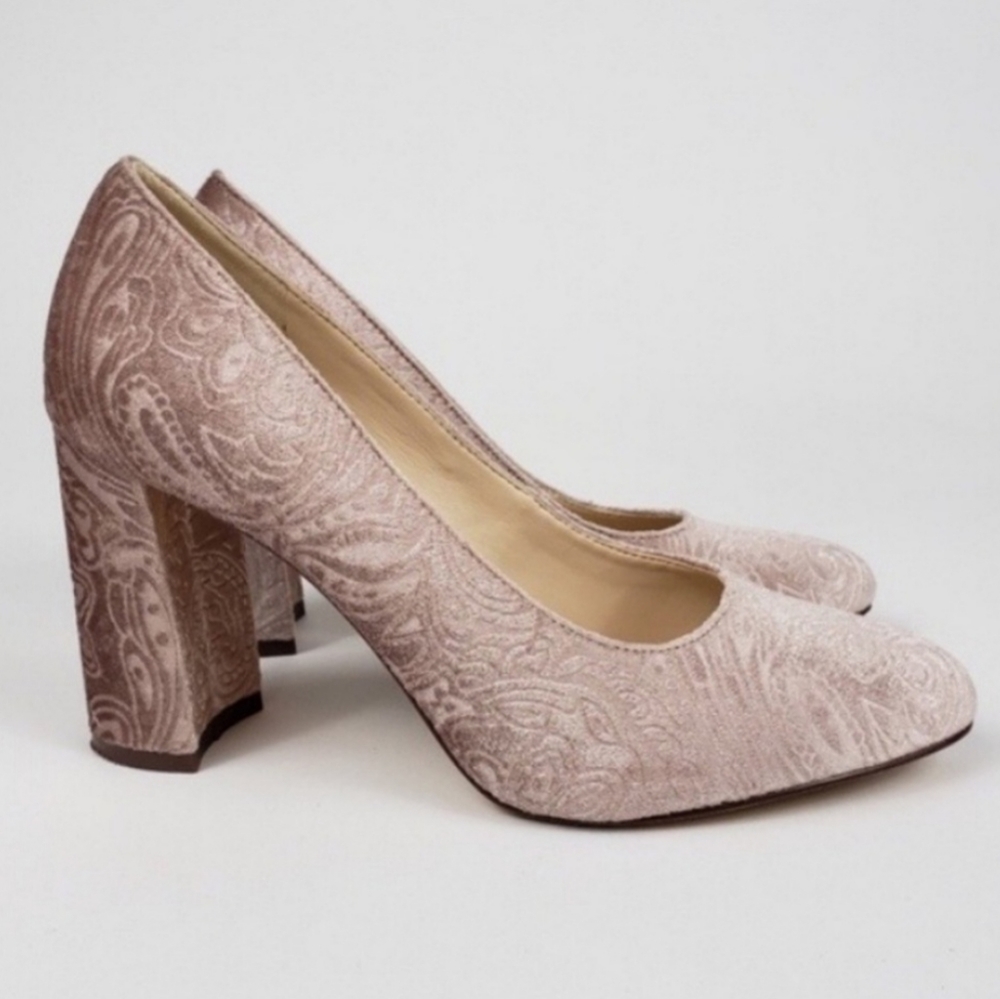 Nine West Jayvee Pink Velvet Block Heels 8.5